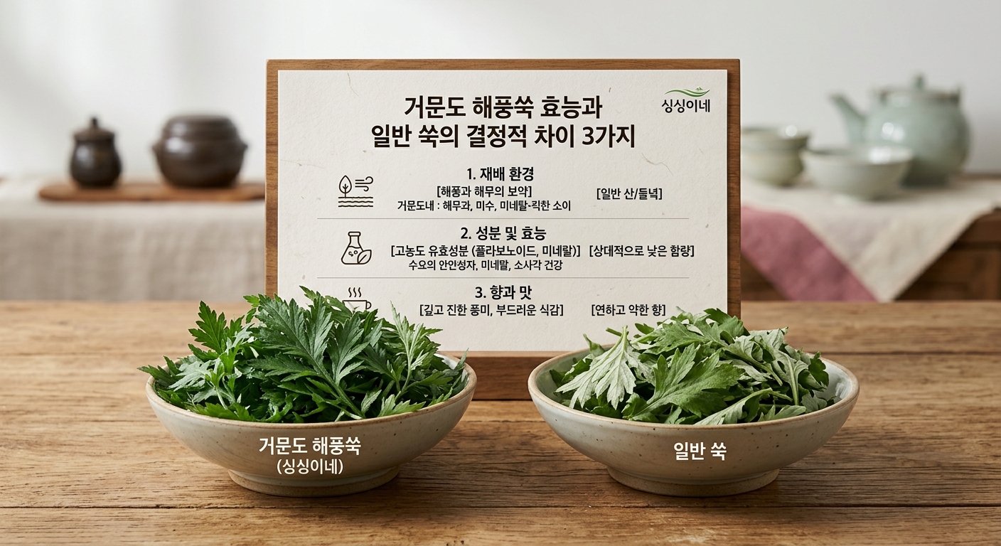 거문도 해풍쑥 효능과 일반 쑥의 결정