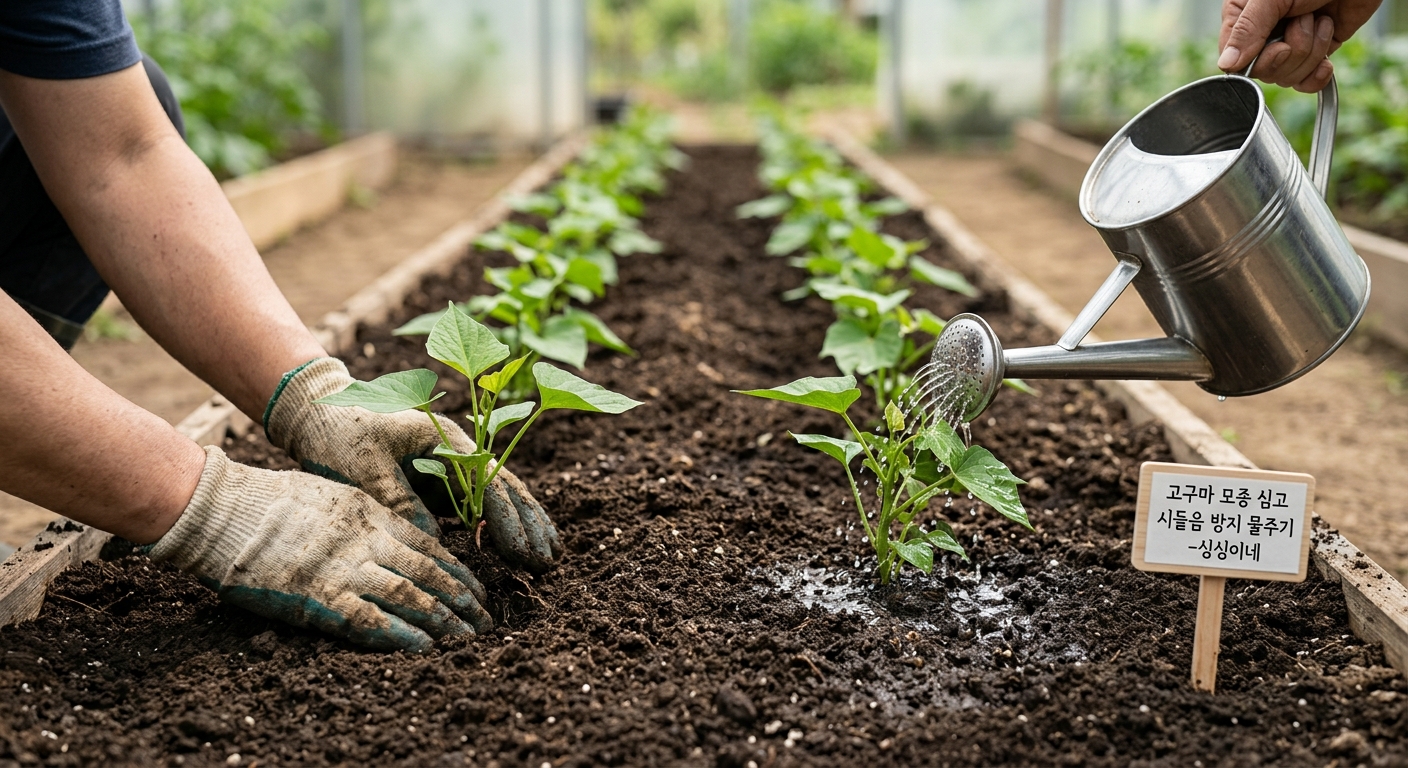 고구마 모종 심고 시들음 방지하는 물